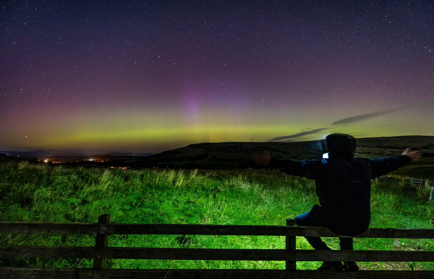 Northern lights above Campsie Fells in Stirlingshire.