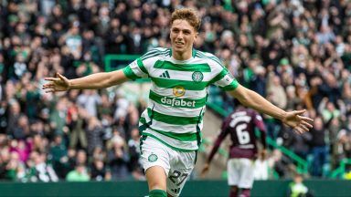 Arne Engels scores first Celtic goal as league leaders beat Hearts at Parkhead