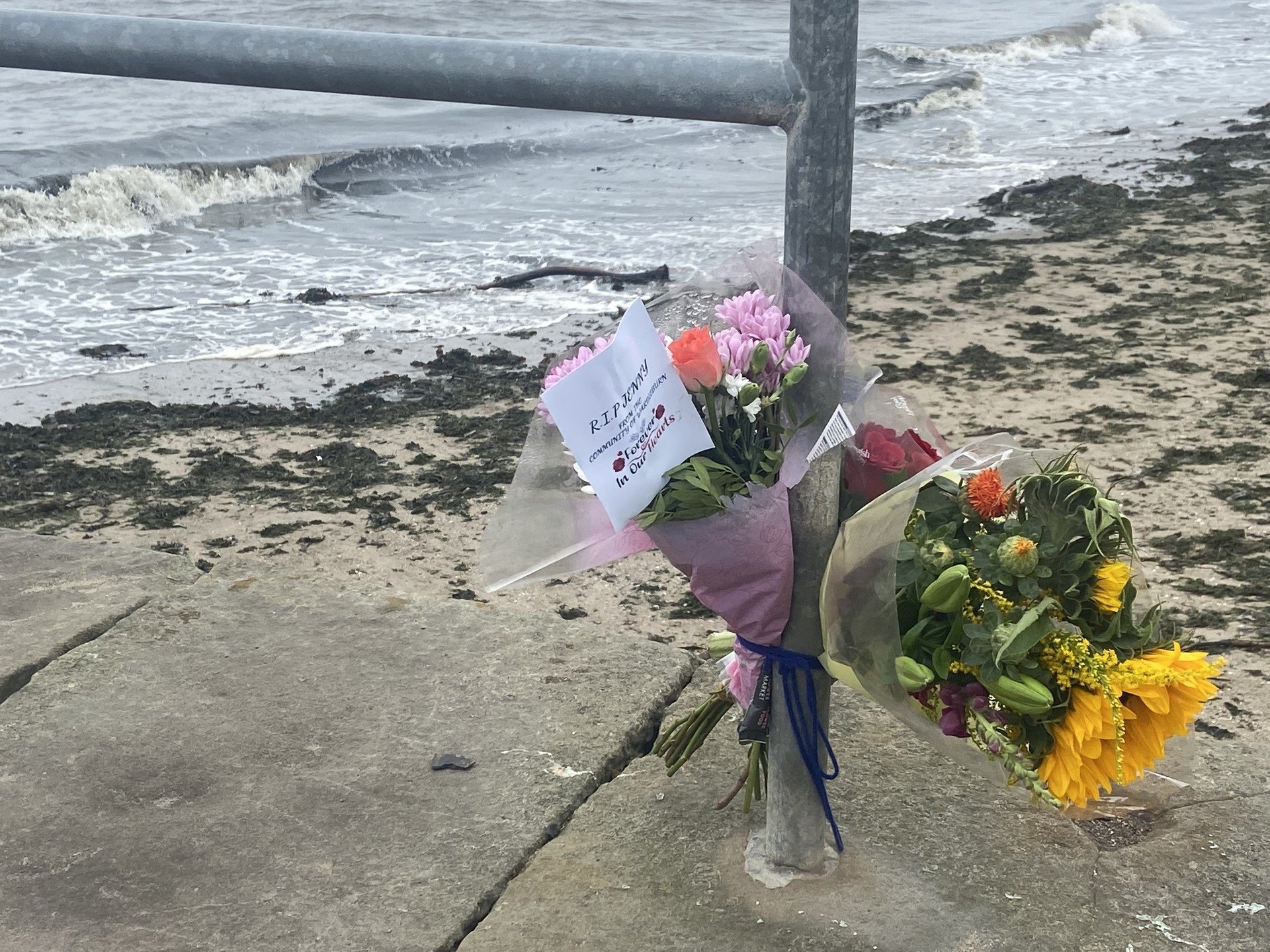 Floral tributes at the scene 