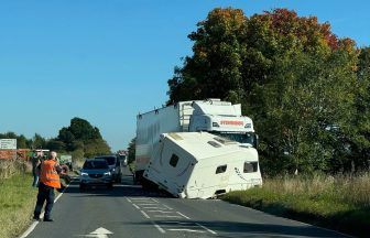 Traffic chaos after lorry collides with caravan on A91 near M90 slip road in Perth and Kinross