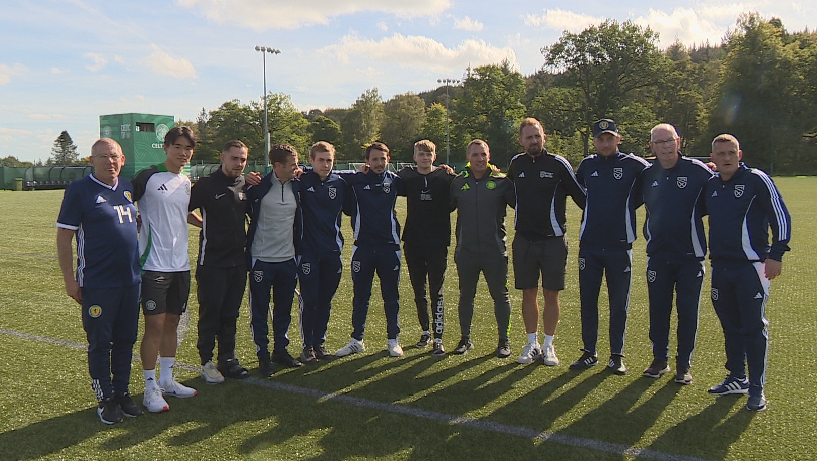 Brendan Rodgers and Celtic star Yang met with the Homeless World Cup squad ahead of their trip to South Korea.