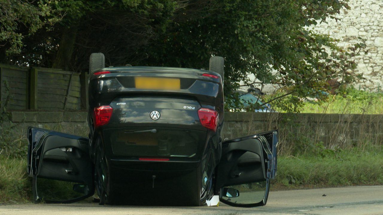 Car flips onto roof after crash on West Lothian road as teen charged