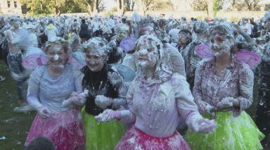 St Andrews University students take part in traditional Raisin Weekend foam fight