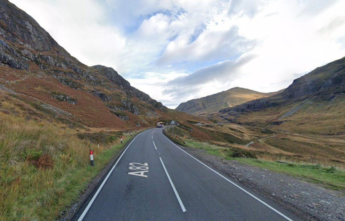 Man airlifted to hospital after crash involving car and motorbike on A82 near the Three Sisters Viewpoint