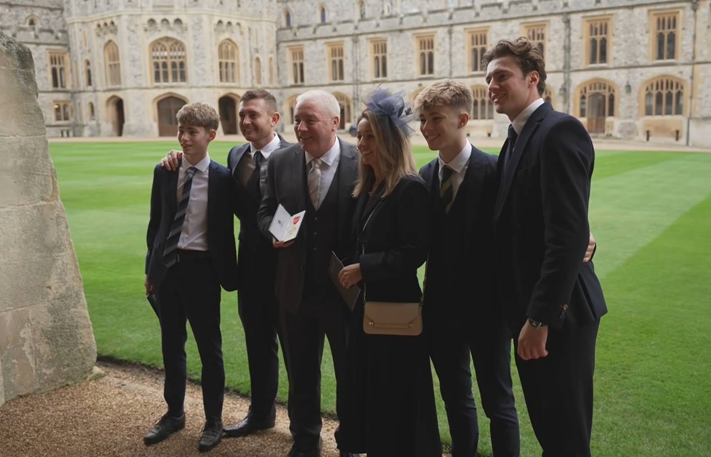 Ally McCoist and his family after receiving an OBE at Windsor Castle.