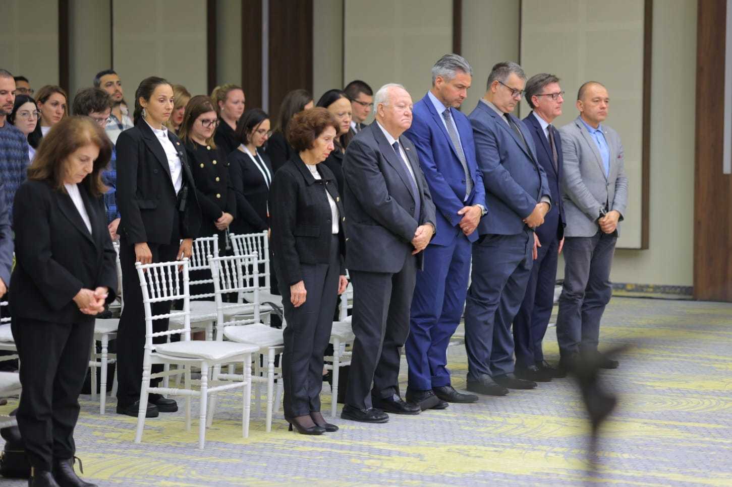 President of North Macedonia Gordana Siljanovska Davkova attends commemoration ceremony for former first minister of Scotland Alex Salmond.