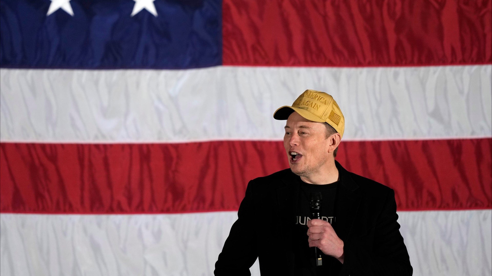 Elon Musk speaks as part of a campaign town hall in support of Republican presidential nominee former President Donald Trump in Folsom, Pennsylvania