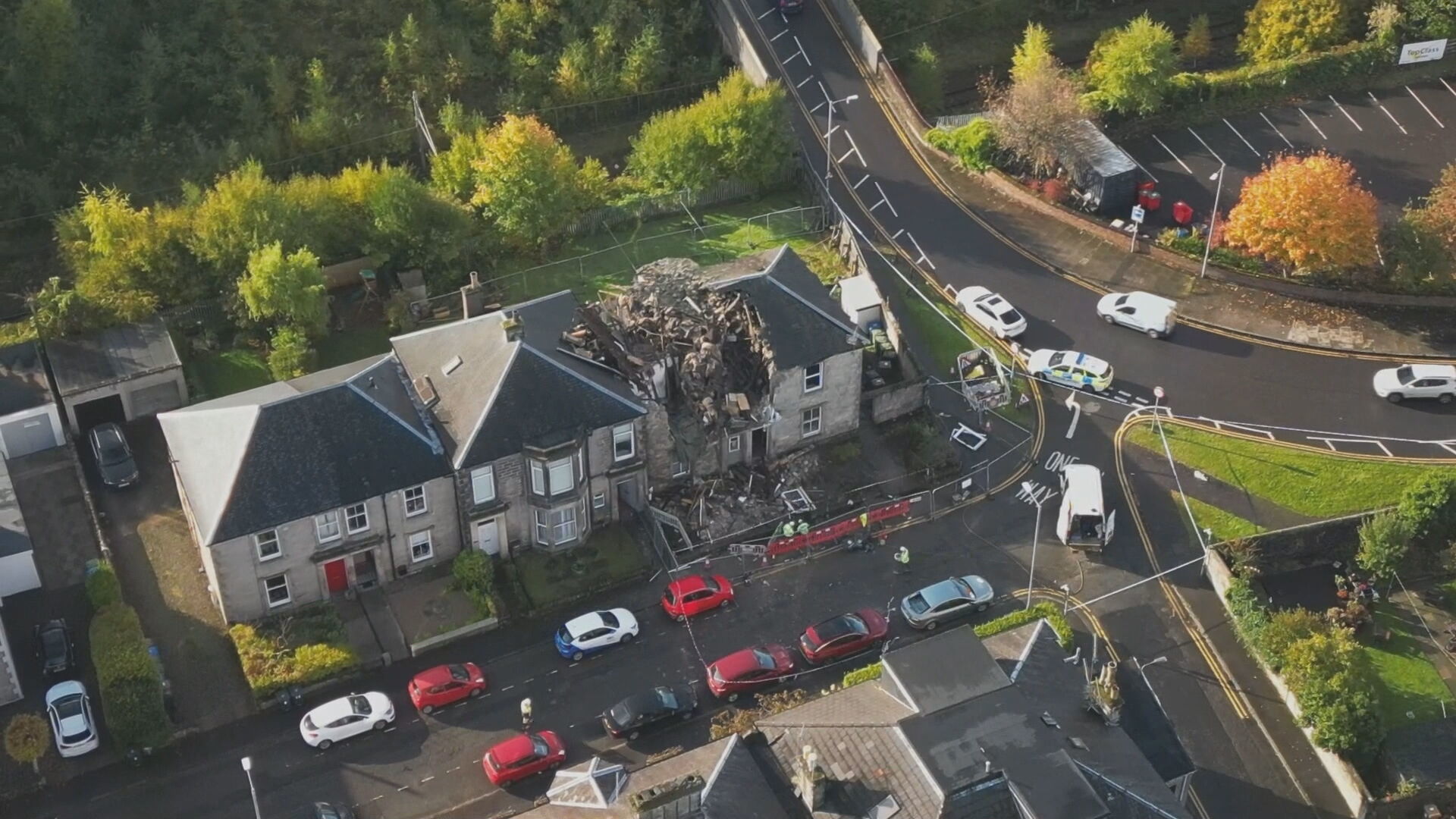 Aftermath of blast which killed one man in Alloa