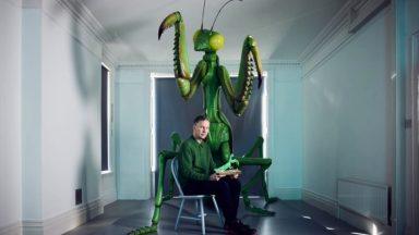 David Shrigley installs giant praying mantis sculpture at former school