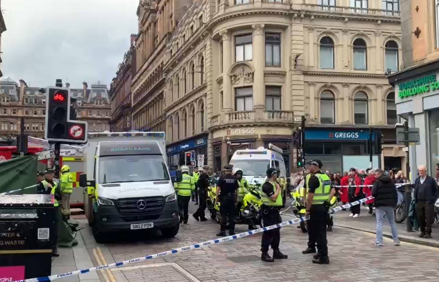 Four pedestrians were on Union Street at its junction with Gordon Street when they were hit.