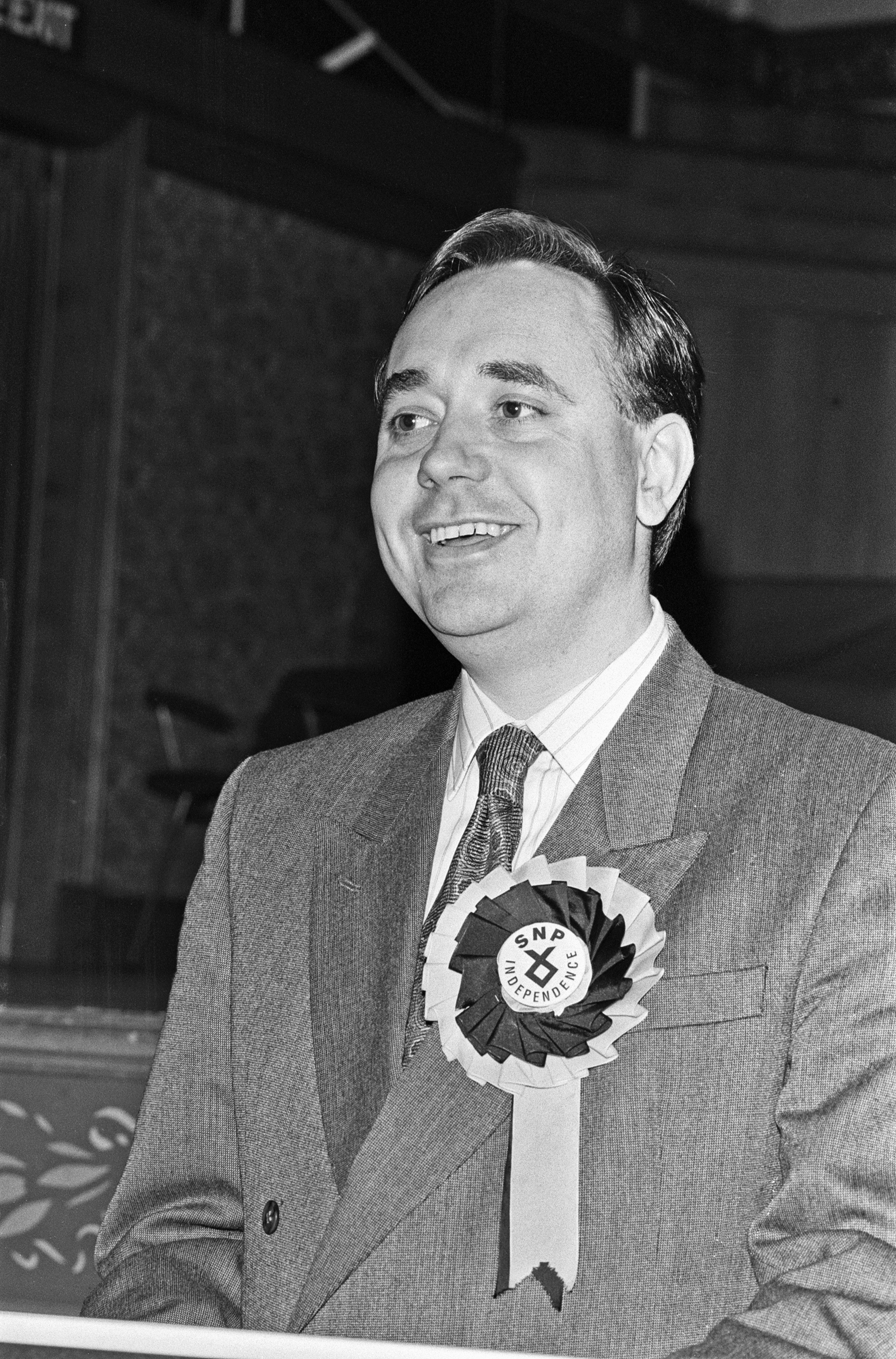 SNP leader Alex Salmond seen here at the launch of the Party's 1992 General Election manifesto. 22nd March 1992. (Photo by Staff/Mirrorpix via Getty Images)