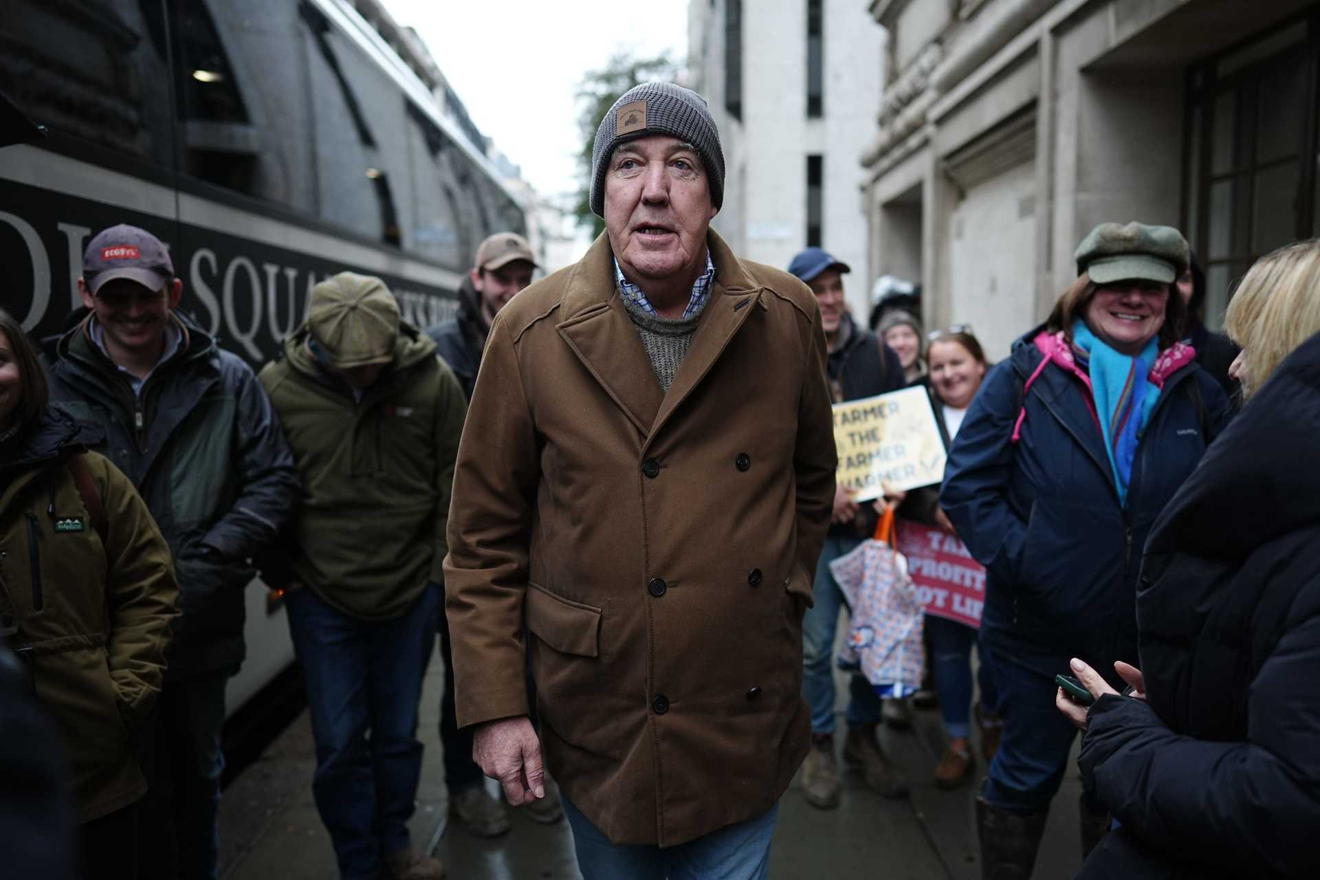 Jeremy Clarkson took to the streets of London with fellow farmer on Tuesday (Aaron Chown/PA). 