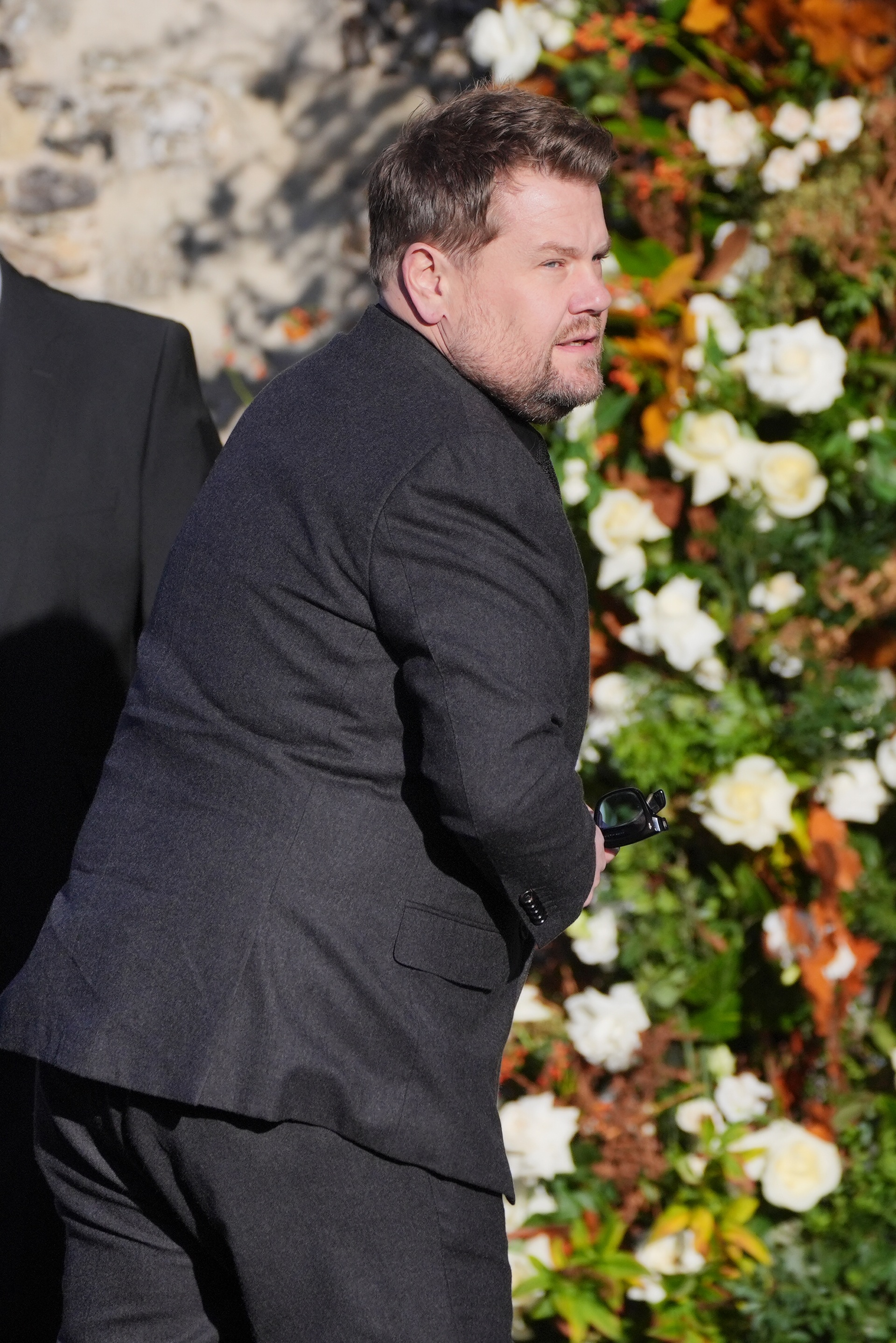 James Corden arrives for the funeral service of One Direction singer Liam Payne at St Mary's Church in Amersham, Buckinghamshire. Picture date: Wednesday November 20, 2024.