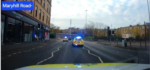 Police dashcam image shows car being tailed through Glasgow