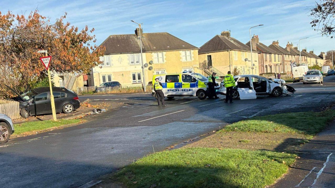 One person taken to Victoria Hospital in Kirkcaldy following two-car collision in Methil, Fife