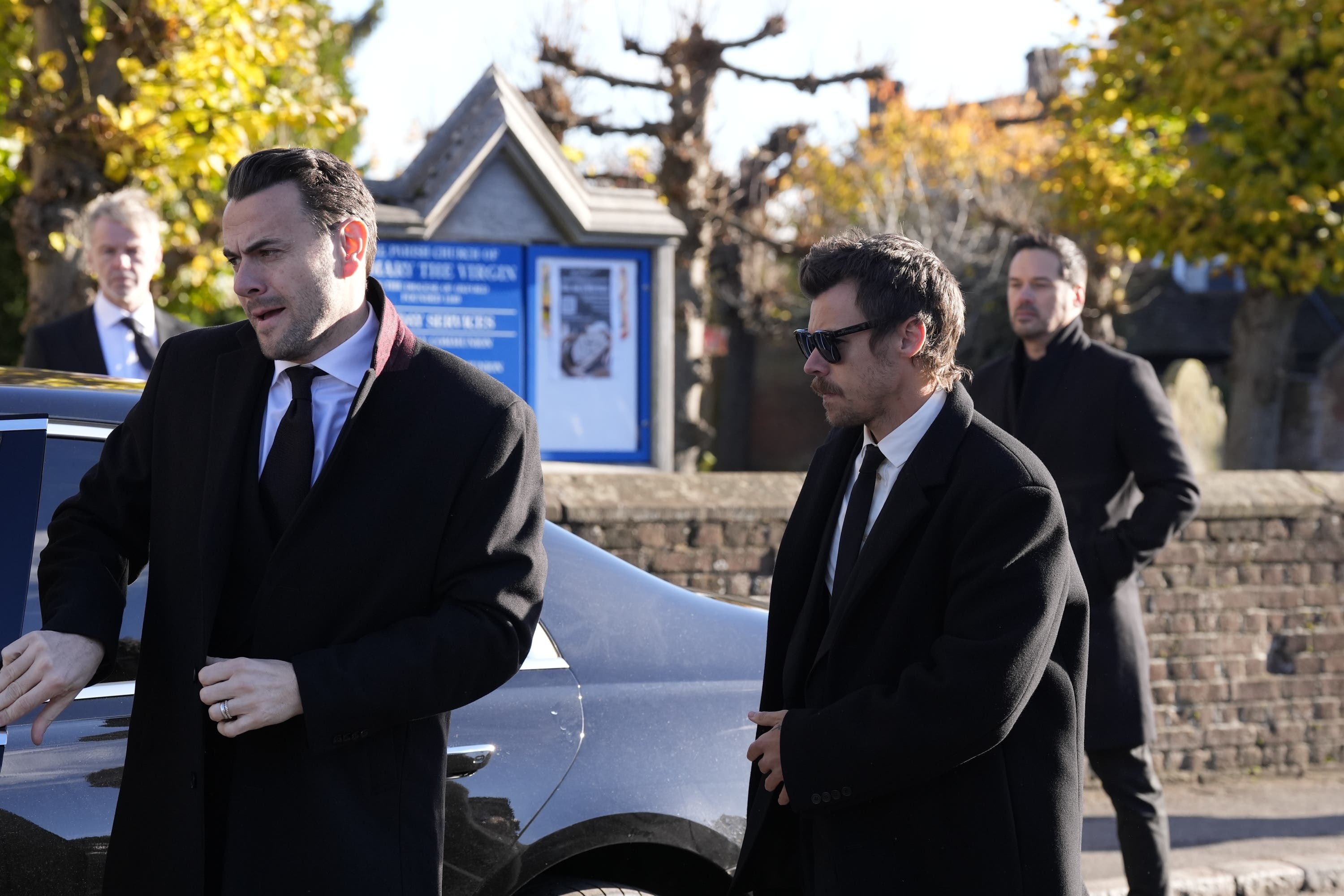 Harry Styles arrives for the funeral service of One Direction singer Liam Payne