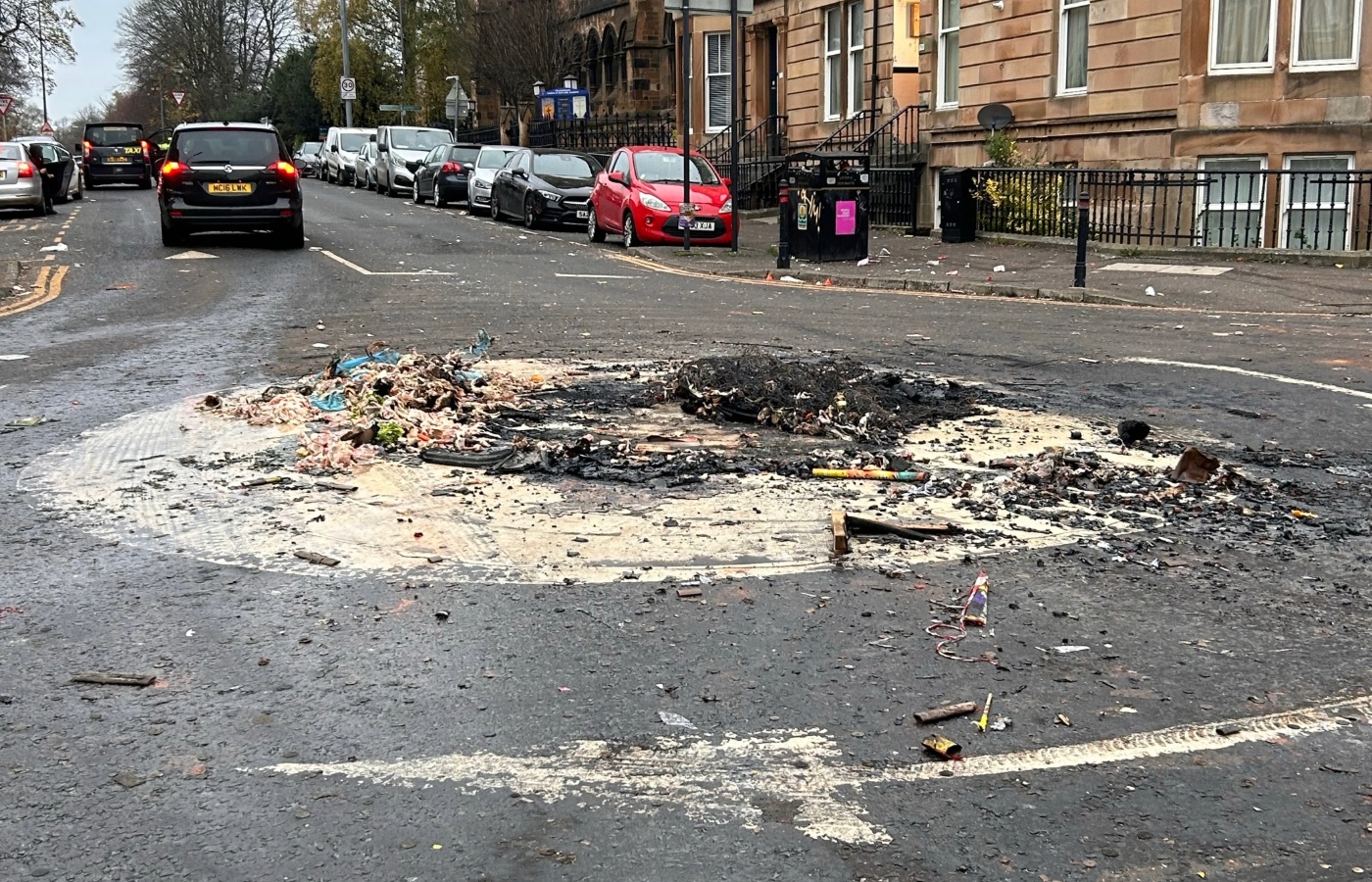 Damage after violence in Pollokshields last  year