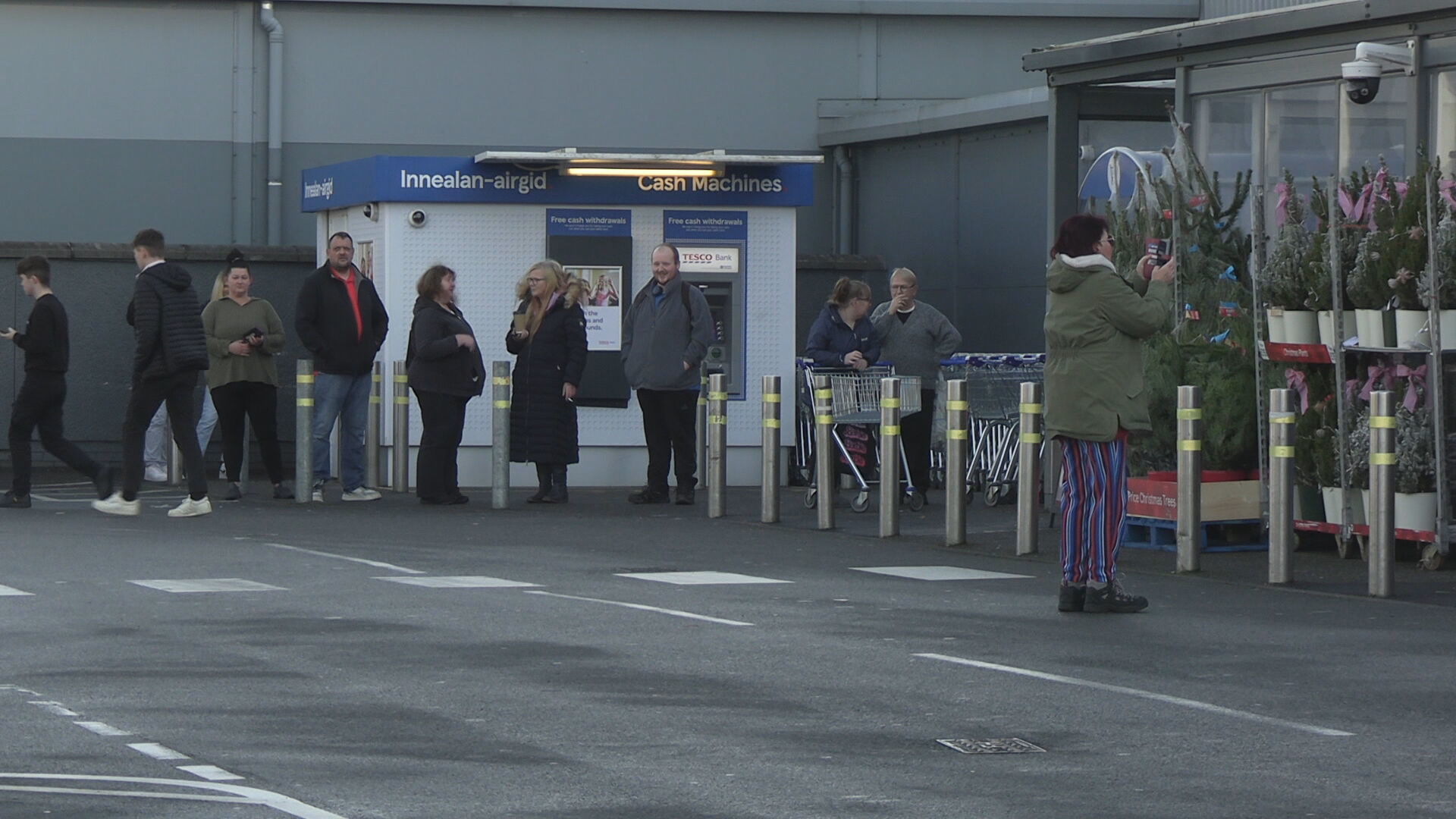 Shoppers line up outside Tesco in Stornoway