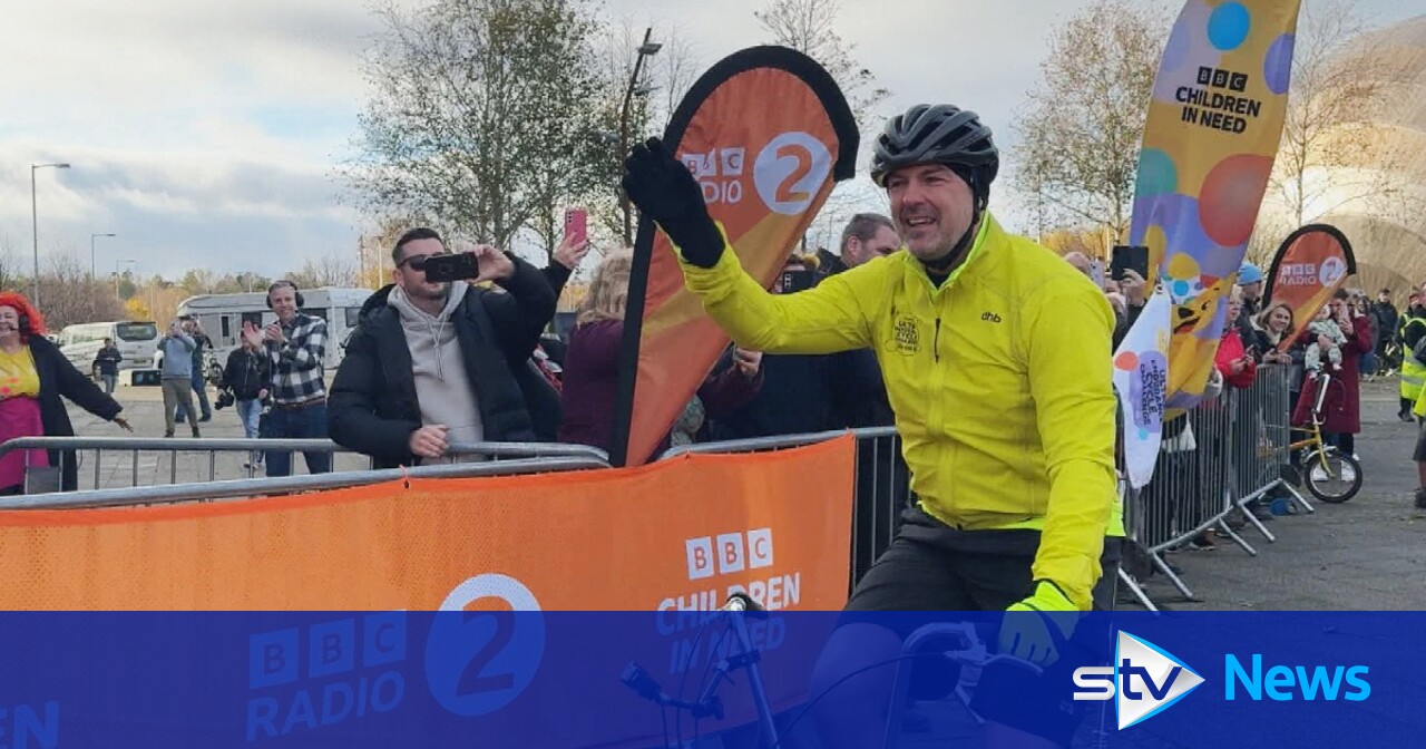 Paddy McGuinness thanks supporters as he completes cycle challenge in Glasgow