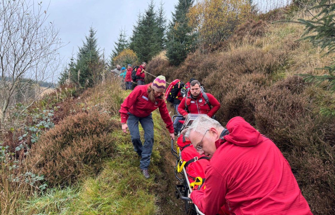 Mountain biker stretchered from remote hillside in rescue operation near Dumfries