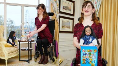 World’s tallest and shortest women meet for afternoon tea in London