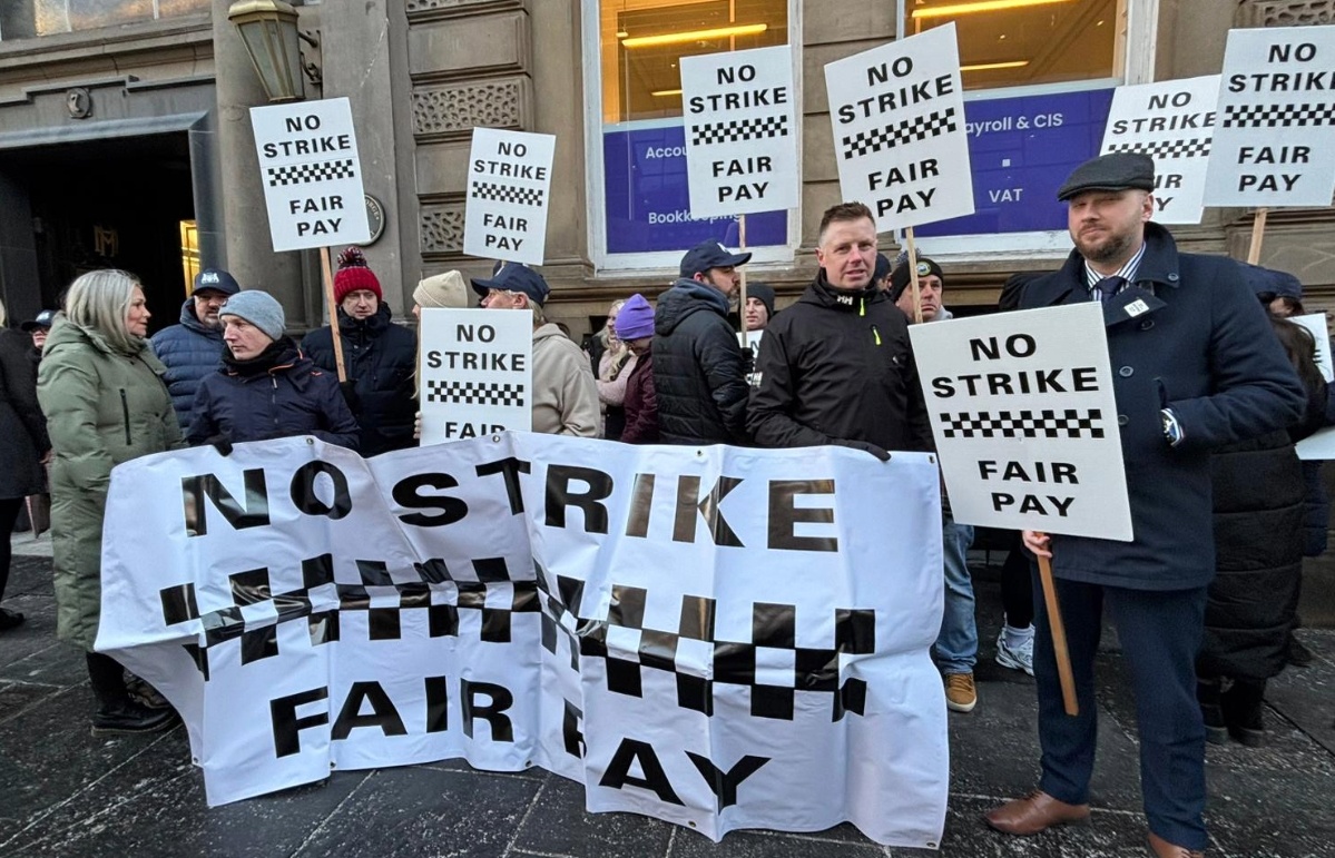 Around 100 officers joined the protest. 