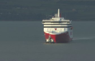 Australian ferry which doesn’t fit docks down under berthed at Port of Leith in Scotland