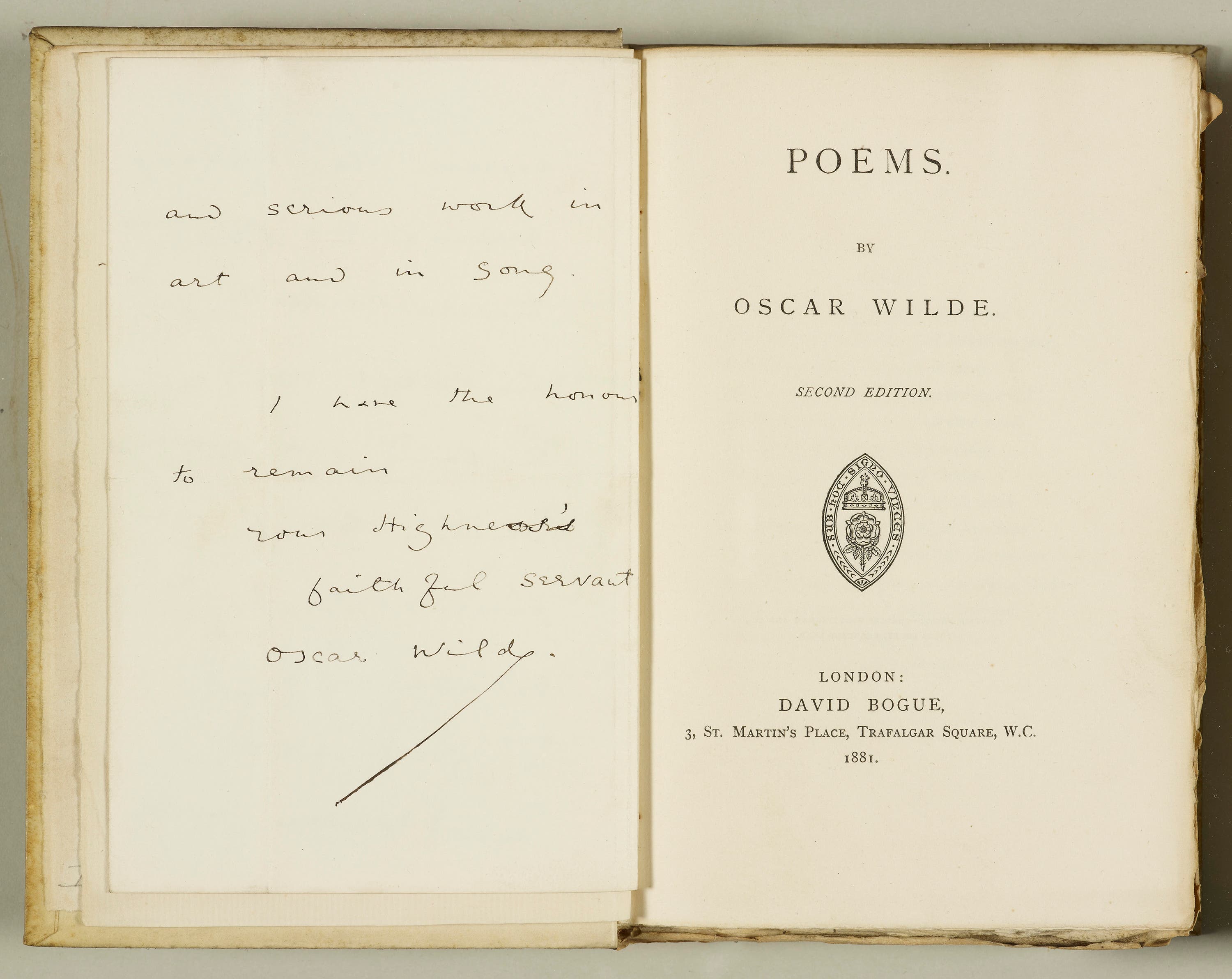 The signed copy of Oscar Wilde’s Poems (Royal Collection/HM King Charles III 2024/PA). 