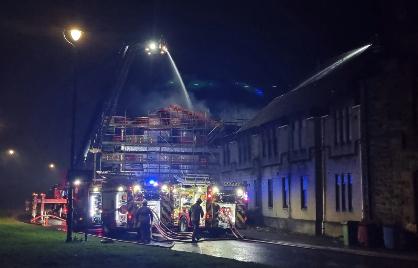 Images from the scene showed the flats under construction with scaffolding around them. 