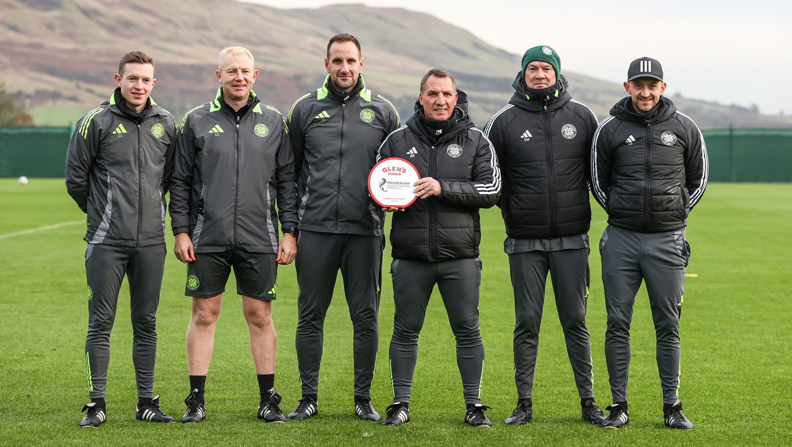 Celtic Manager Brendan Rodgers won the November Manager of the Month award at Lennoxtown Training Centre