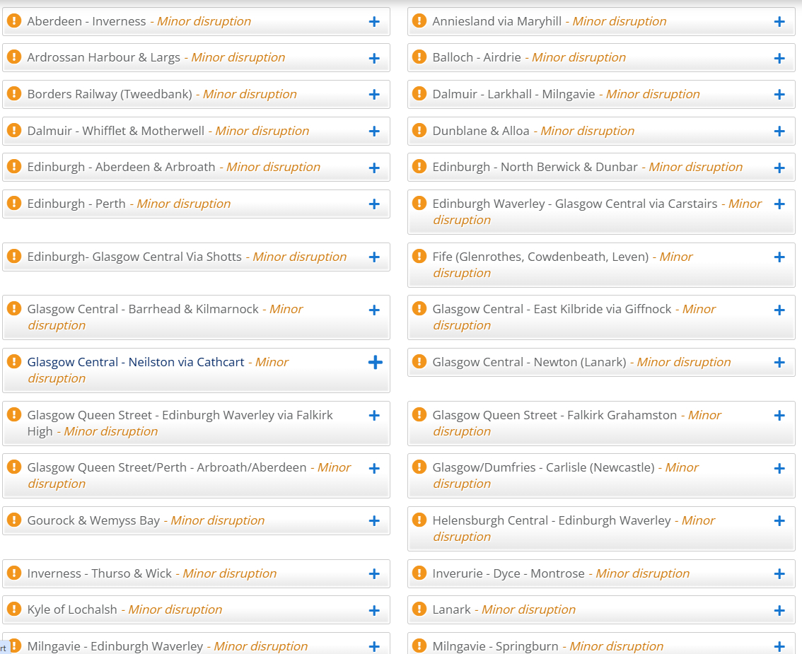 The entire ScotRail network affected by a fault.