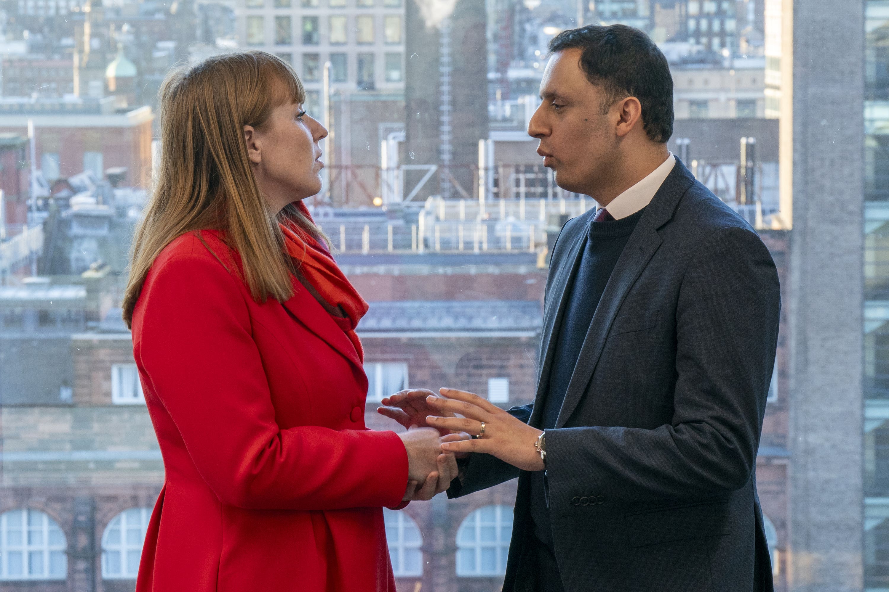 Deputy Prime Minister Angela Rayner was joined by Scottish Labour leader Anas Sarwar for part of her visit to Glasgow (Jane Barlow/PA) 