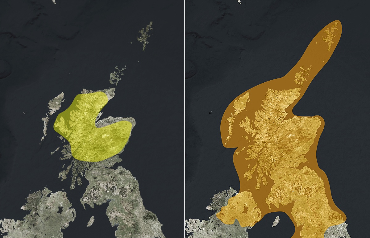 A yellow Met Office snow warning comes into force at 6am on Friday covering the north of Scotland and running until midnight. An amber wind warning also starts at 6am covering the whole country and lasting until 9pm.