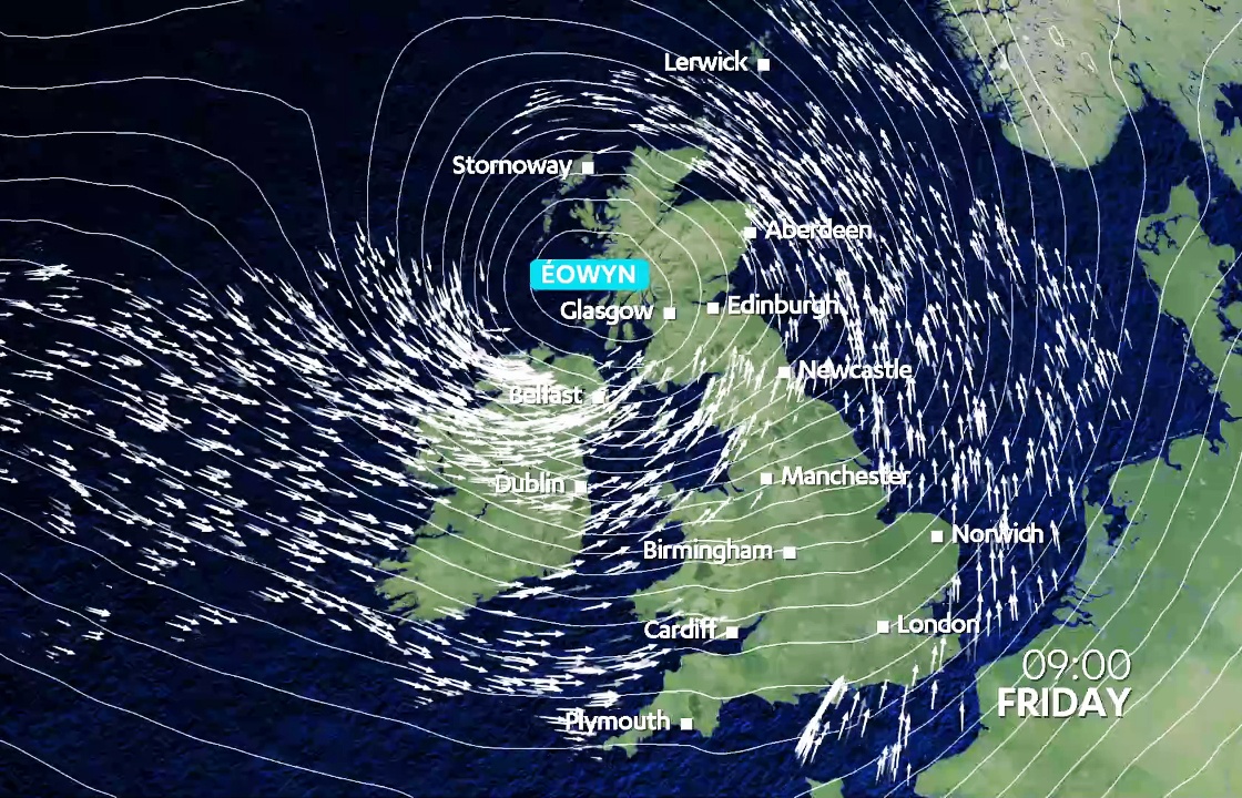 Storm Eowyn at 9am on Friday.