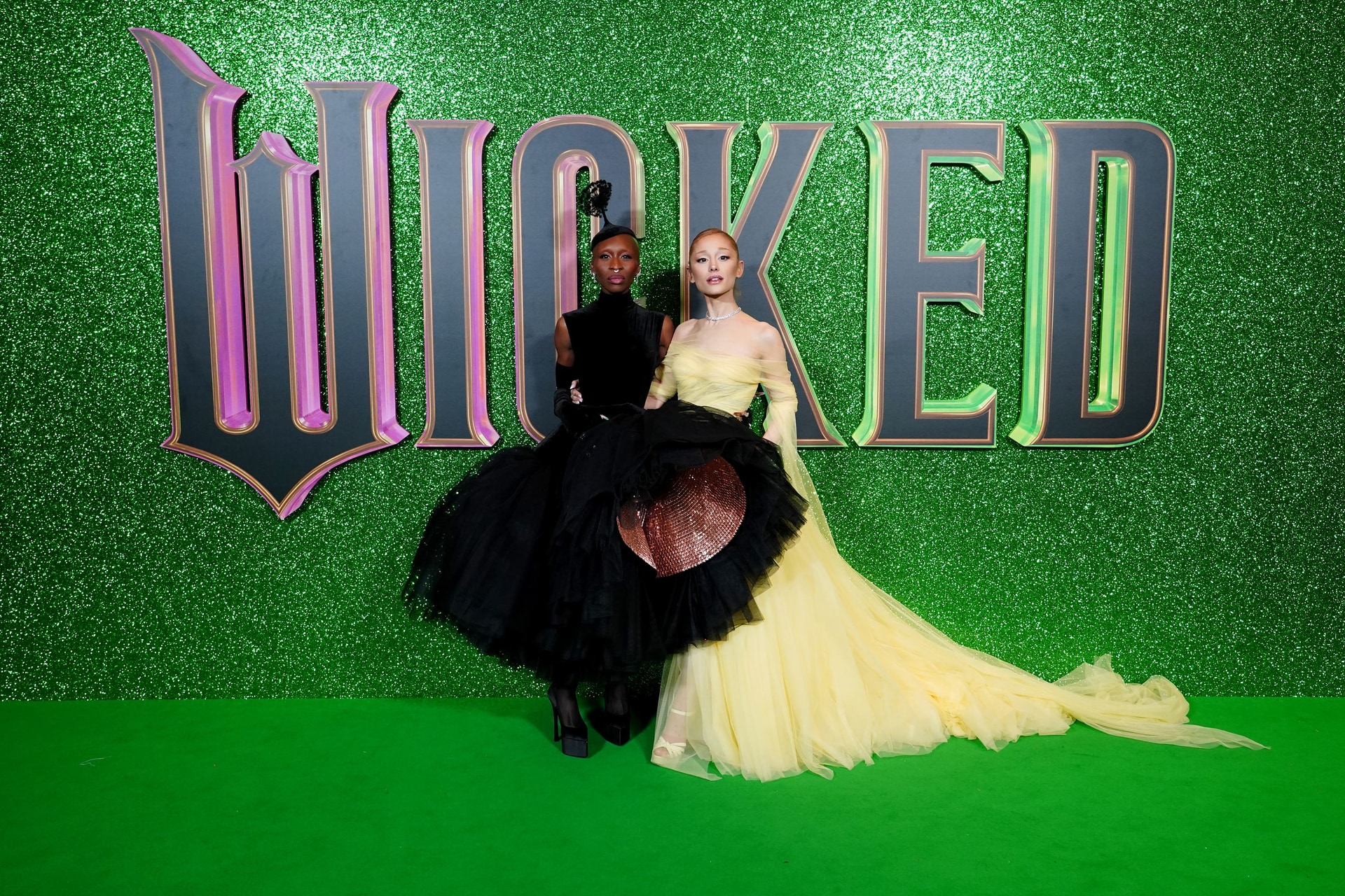 Cynthia Erivo and Ariana Grande arrive for the UK premiere of Wicked (Ian West/PA) 