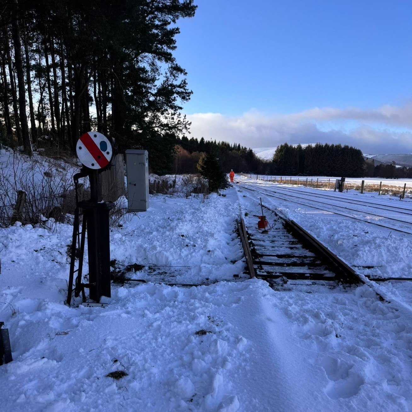 The Aberdeen-Inverness train line at Kennethmont.