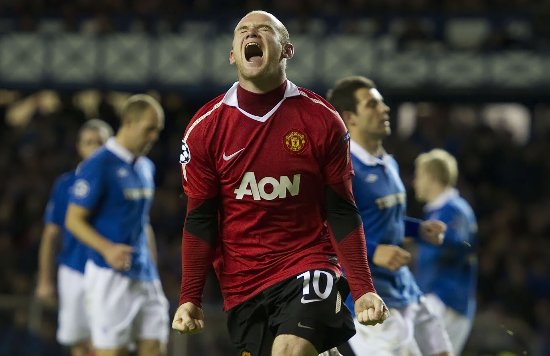 Wayne Rooney scored the only goal of the game in a 1-0 win at Ibrox in 2010. 