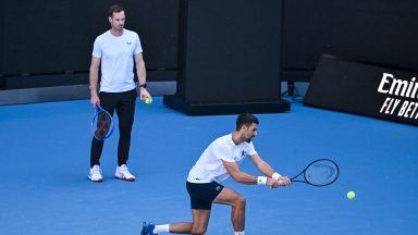 Novak Djokovic and coach Andy Murray train in public for first time in Melbourne