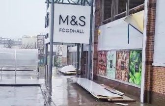 Front of Irvine M&S supermarket torn off by Storm Eowyn winds