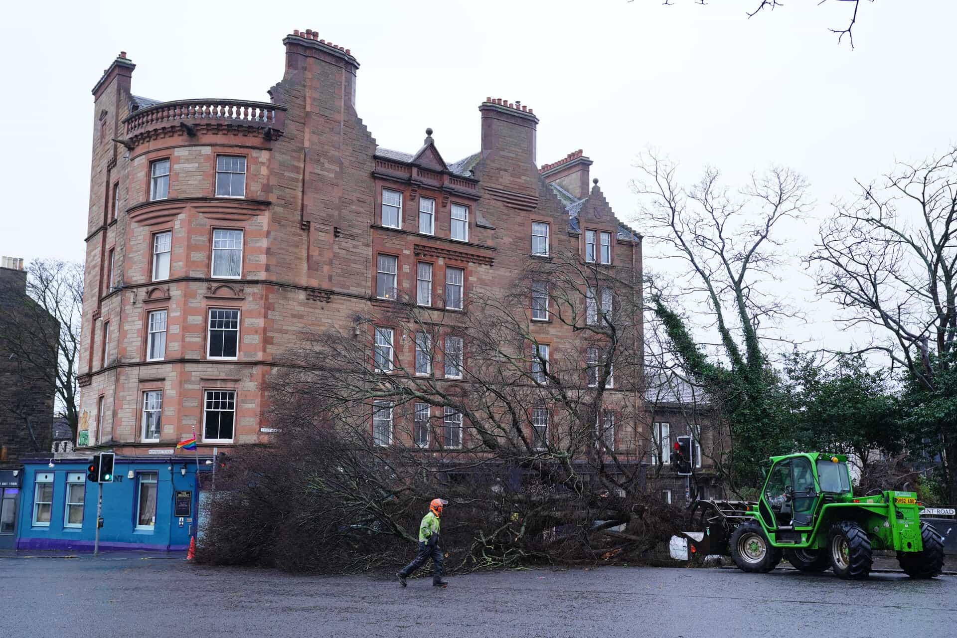 Workers removing a fallen tree on Regent Road, Edinburgh (Jane Barlow/PA).<br>”/><cite class=cite>PA Media</cite></div><figcaption aria-hidden=true>Workers removing a fallen tree on Regent Road, Edinburgh (Jane Barlow/PA).<br> <cite class=hidden>PA Media</cite></figcaption></figure><p>“I want to say thank-you to everyone who’s played their part in this response, both from our own teams and also those of our contract partners and fellow network operators who came to support us.</p><p>“Now the restoration work’s drawn to a close, I’d particularly like to thank all 92,000 customers whose supplies were interrupted for their patience and understanding while we’ve worked to rebuild the network as safely and as quickly as we could.</p><p>“I remind those who lost power to look at the compensation that’s available and to make a claim for reimbursement if they qualify.”</p><p>The weather warnings in place during Storm Eowyn included a red “danger to life” alert between 10am and 5pm last Friday, which covered the central belt and Dumfries and Galloway and stretched north on the west coast to Jura in Argyll and Bute.</p><p>Calum Carmichael, 19, from New Cumnock, East Ayrshire, died after his car was hit by a falling tree in nearby Mauchline at about 6.45am on Friday before the red weather warning came into force.</p><p>He was taken to the Queen Elizabeth University Hospital in Glasgow and died on Saturday, police said.</p><div class=