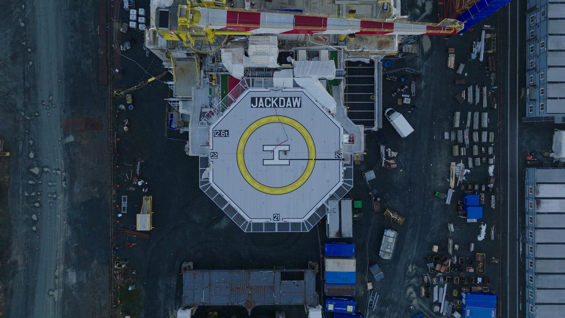 Jackdaw platform aerial view at Aker Solutions Verdal Norway.