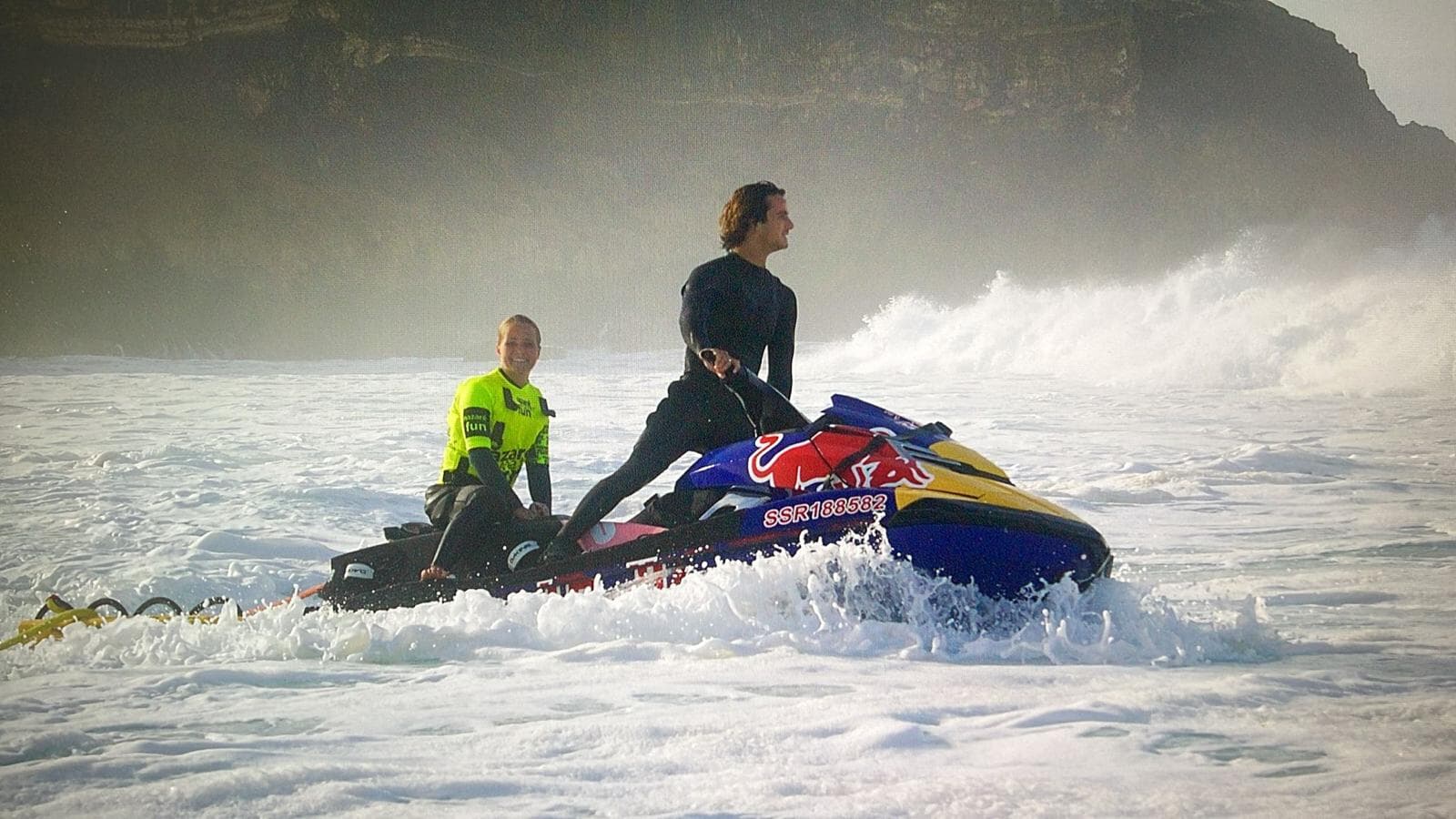 Robyn with older brother and big wave surfer, Ben Larg at Nazare.