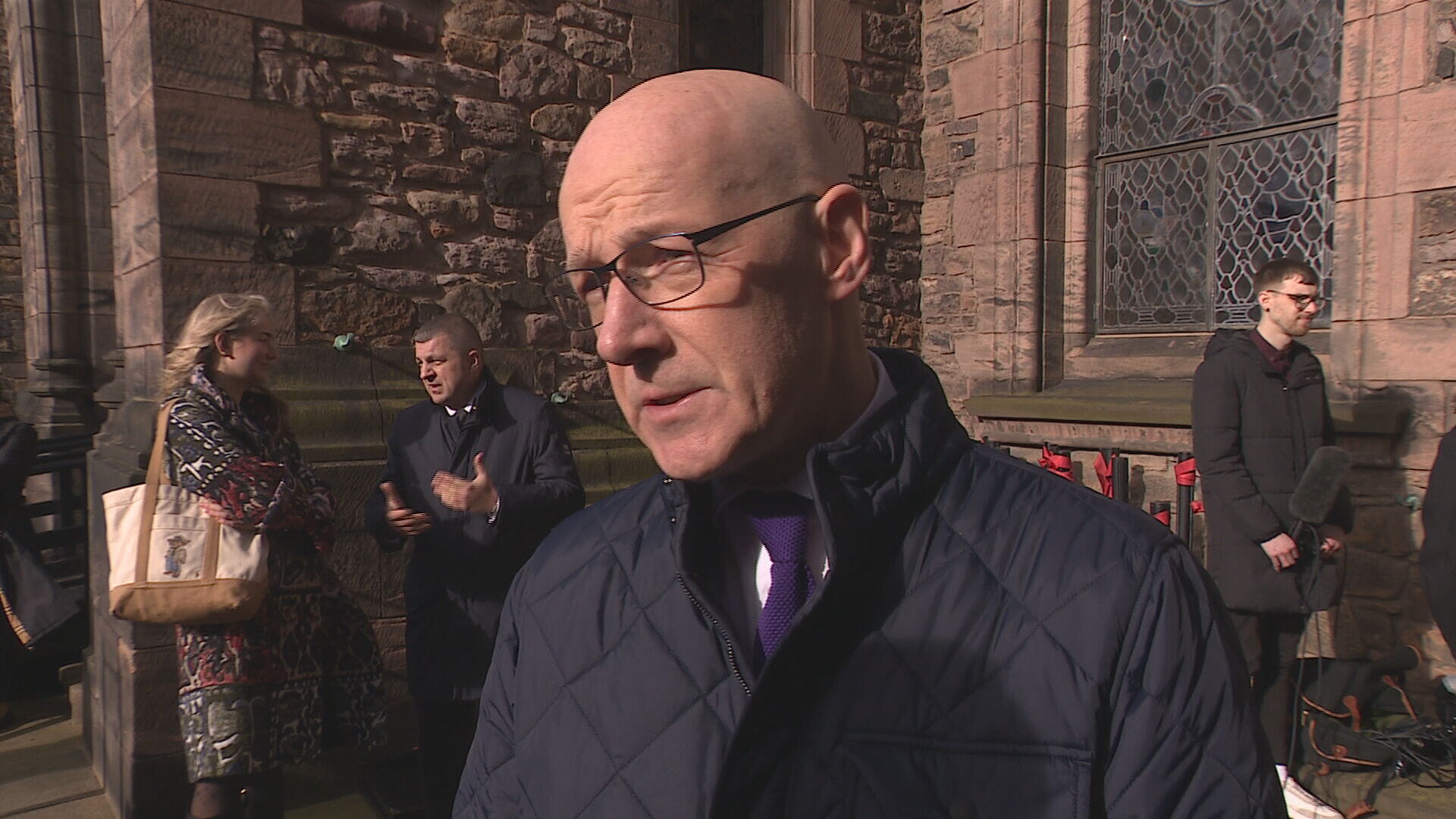 John Swinney speaking at the Scottish National War Memorial