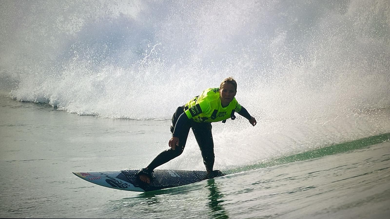 Robyn Larg ,18, surfing at Nazare.