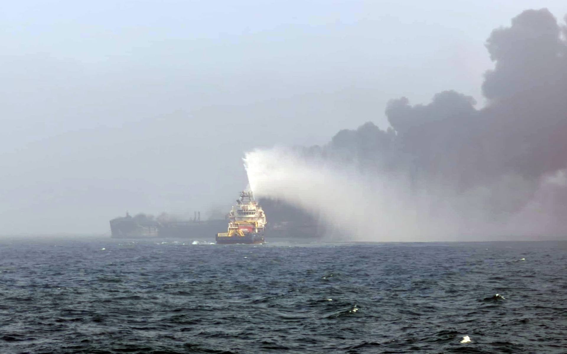 Black smoke billowed into the air after a crash between an oil tanker and a cargo ship off the coast of East Yorkshire on Monday.