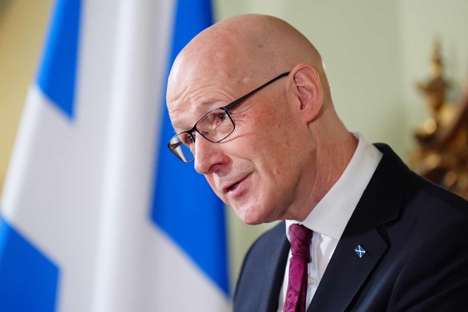 John Swinney said the state visit should not go ahead if Donald Trump withdraws his support for Ukraine (Jane Barlow/PA).