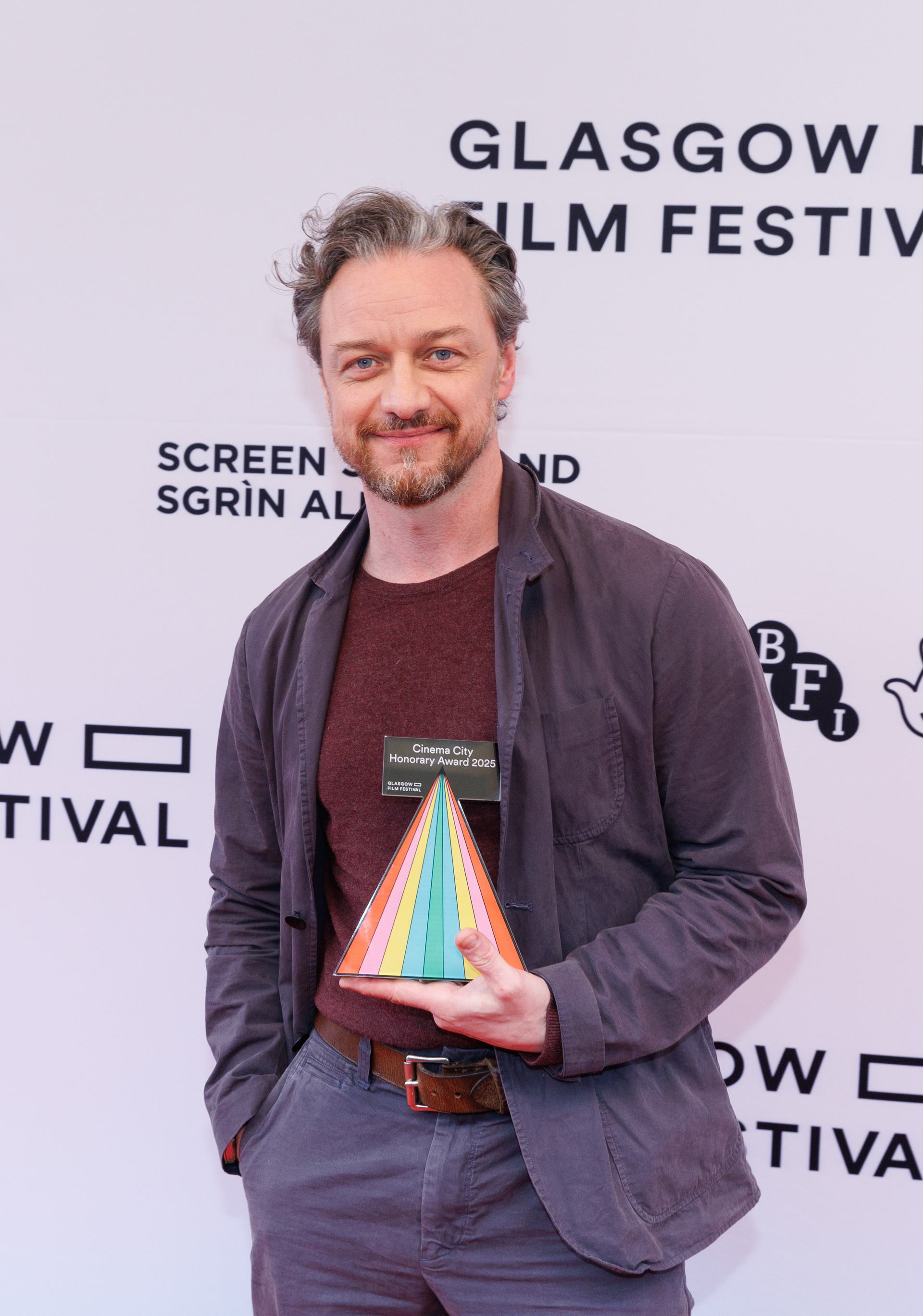 James McAvoy with his Cinema City Honorary Award (Robert Perry/PA).