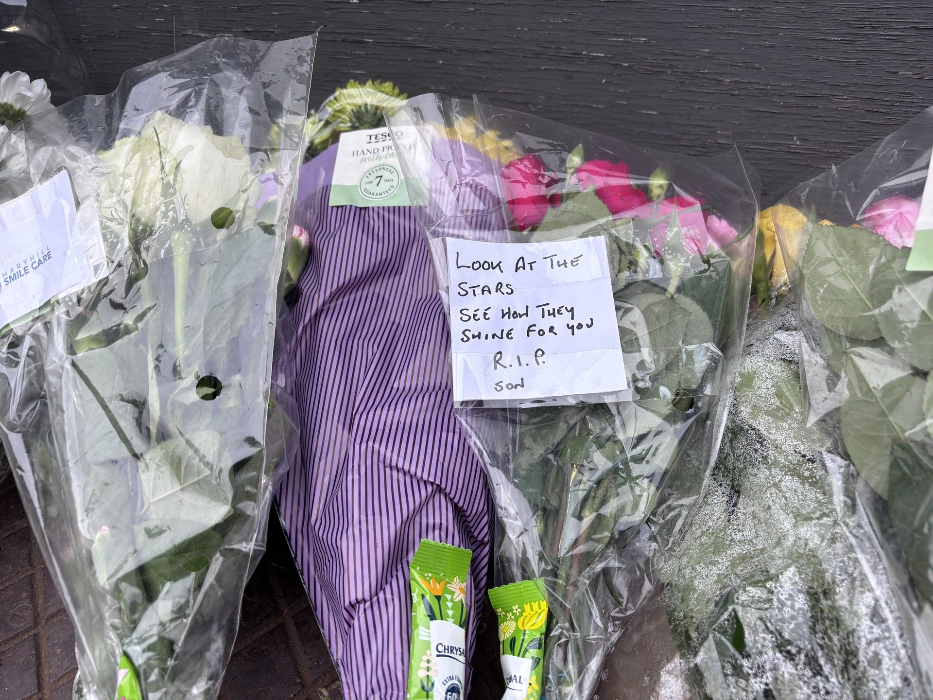 Floral tributes to Amen Teklay  on Clarendon St 