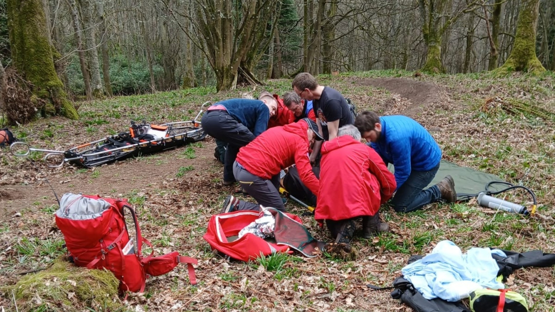 A team of volunteers were able to get the biker into a stretcher and taken to a waiting ambulance.