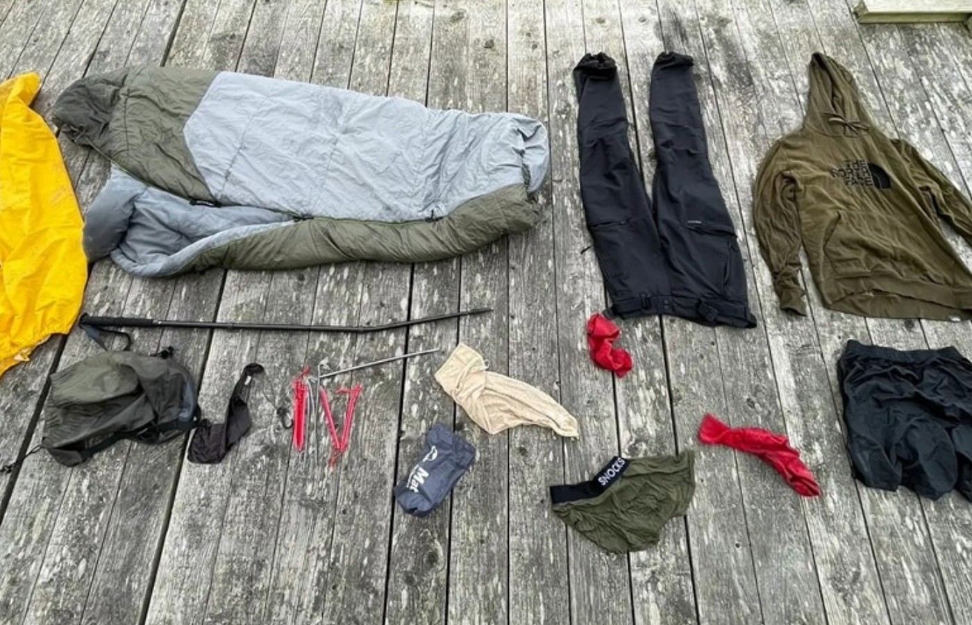 A picture shows clothes such as a North Face jumper, boxers, joggers and shorts were found.